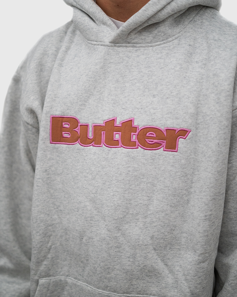Butter Goods Nylon Logo Applique Pullover Hoodie - Ash