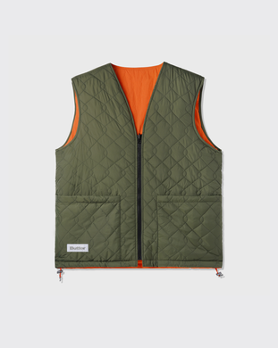 Butter Goods Chainlink Reversible Puffer Vest - Army/Orange - Sale