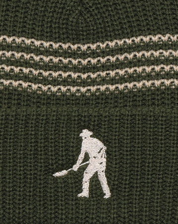 Passport Digger Striped Knit Beanie - Olive