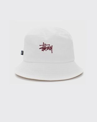 Stussy Graffiti Cord Bucket Hat - White/Maroon
