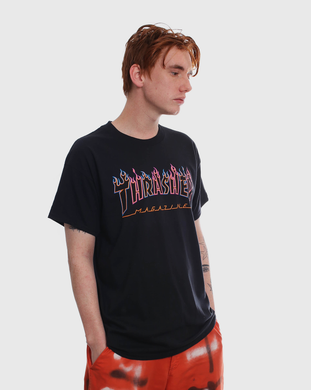 Thrasher Double Flame Neon Shirt - Black - Sale