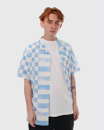 Huffer Checkers Party Shirt - Blue - Sale