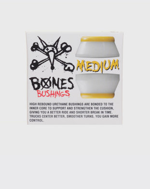 BONES Hardcore Bushings - Medium / Yellow / 91A  There is no break-in period. Just put them in, adjust and skate. Your trucks will be more responsive. Increased truck performance Improves your skating experience. Your turns will be smooth and positive, not floppy or rigid