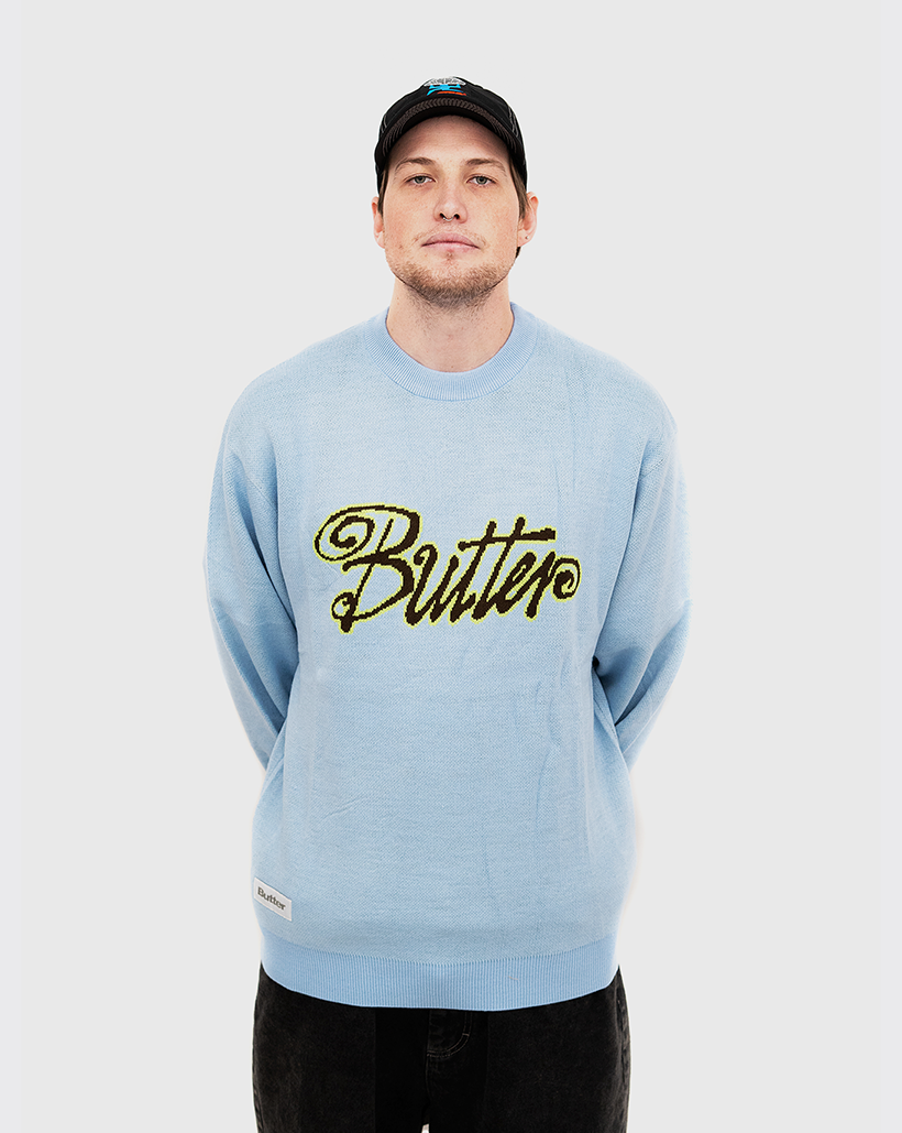 Butter Goods Jive Knit Sweater - Lake Blue