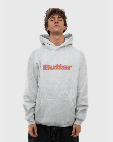 Butter Goods Nylon Logo Applique Pullover Hoodie - Ash