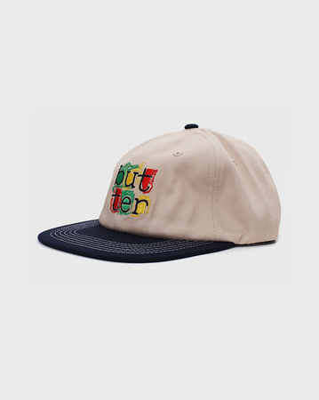 Butter Goods Scribble 6 Panel Hat - Cream/Navy