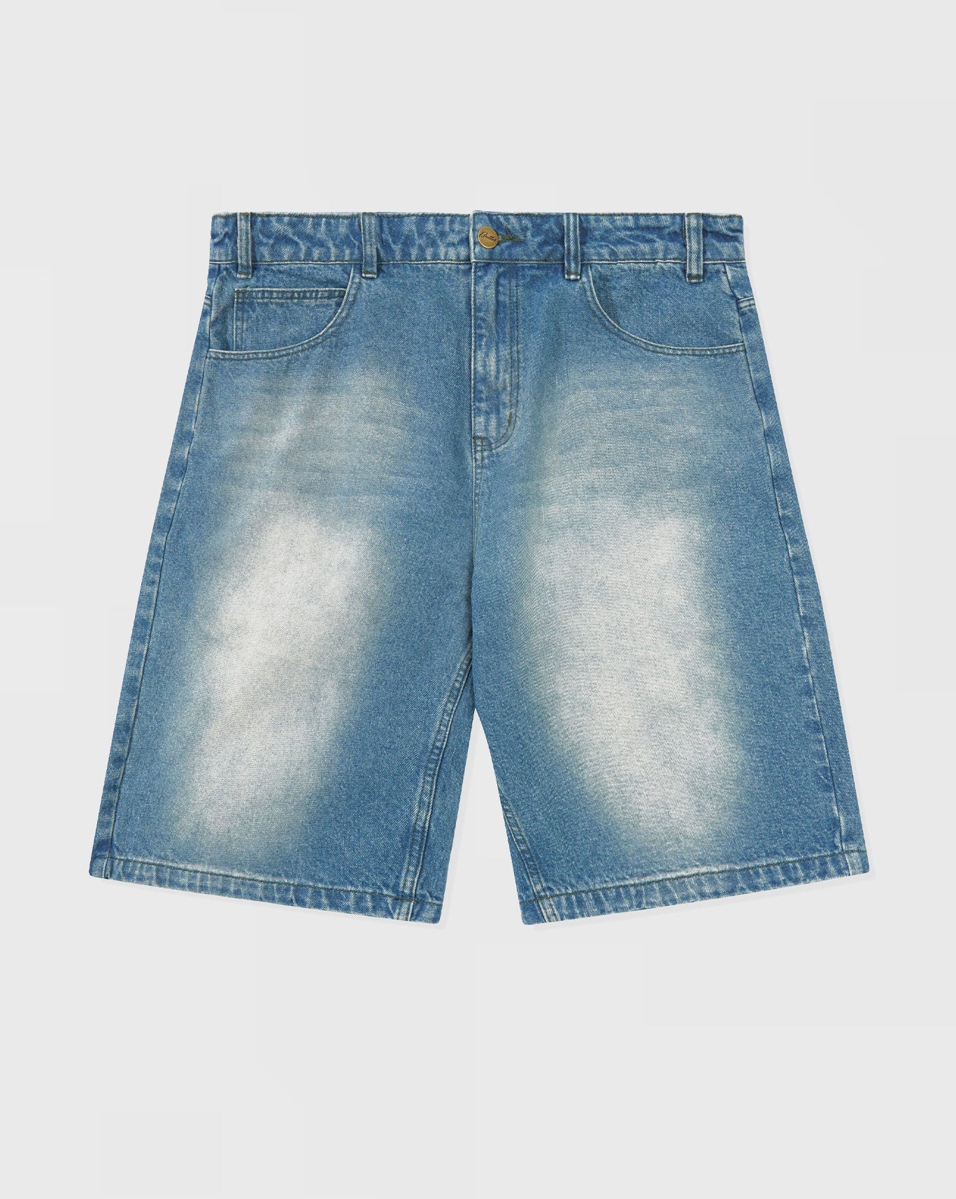 Butter Goods Warped Denim Shorts - Washed Mid Blue