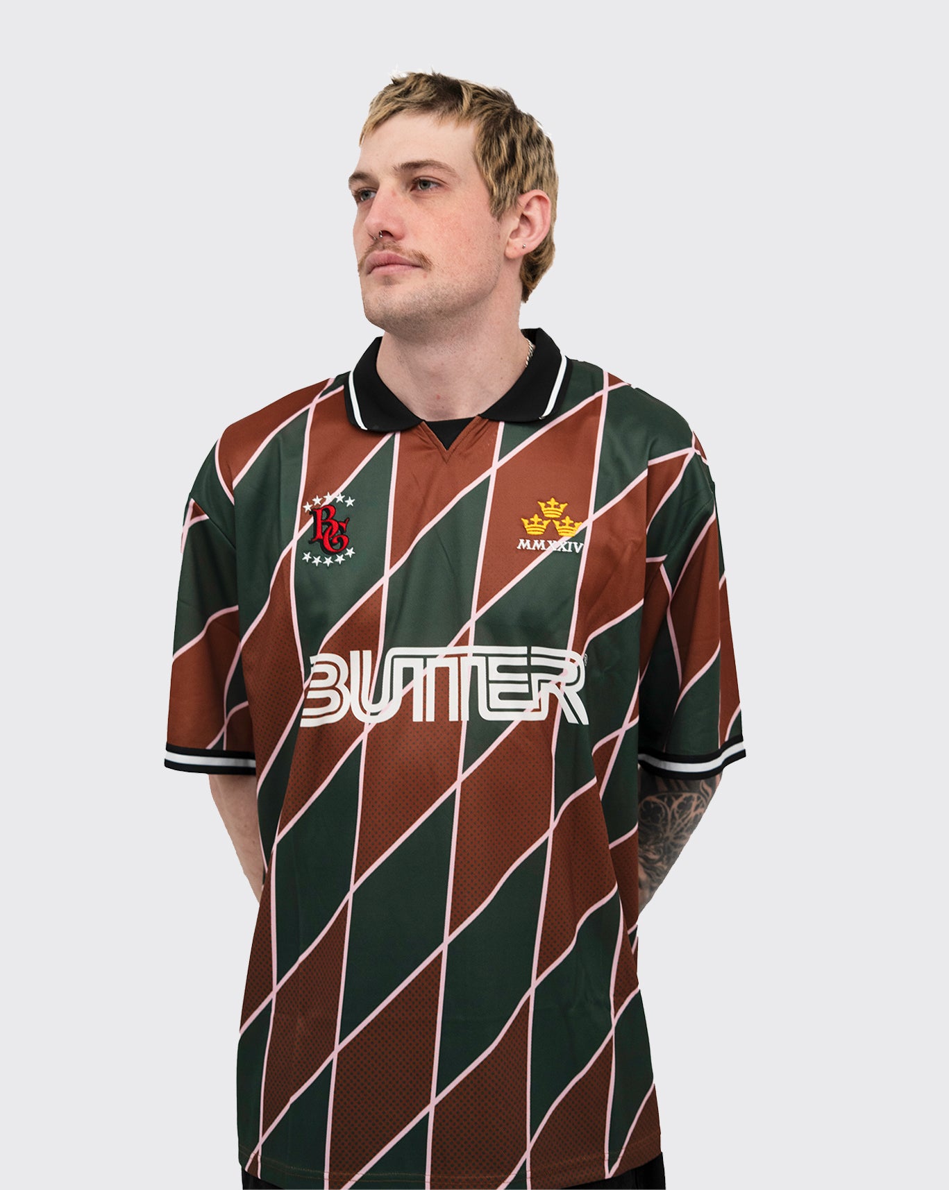 Butter Goods Football Jersey - Green/Brown