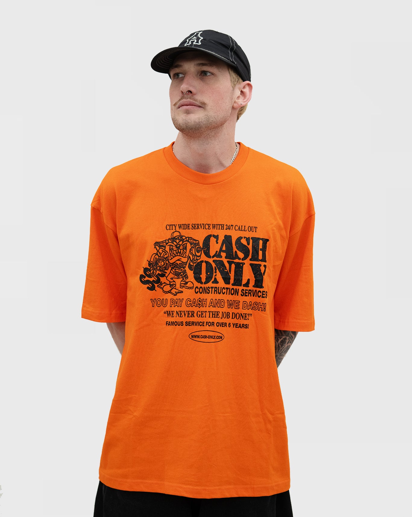 Cash Only Dash Tee - Orange