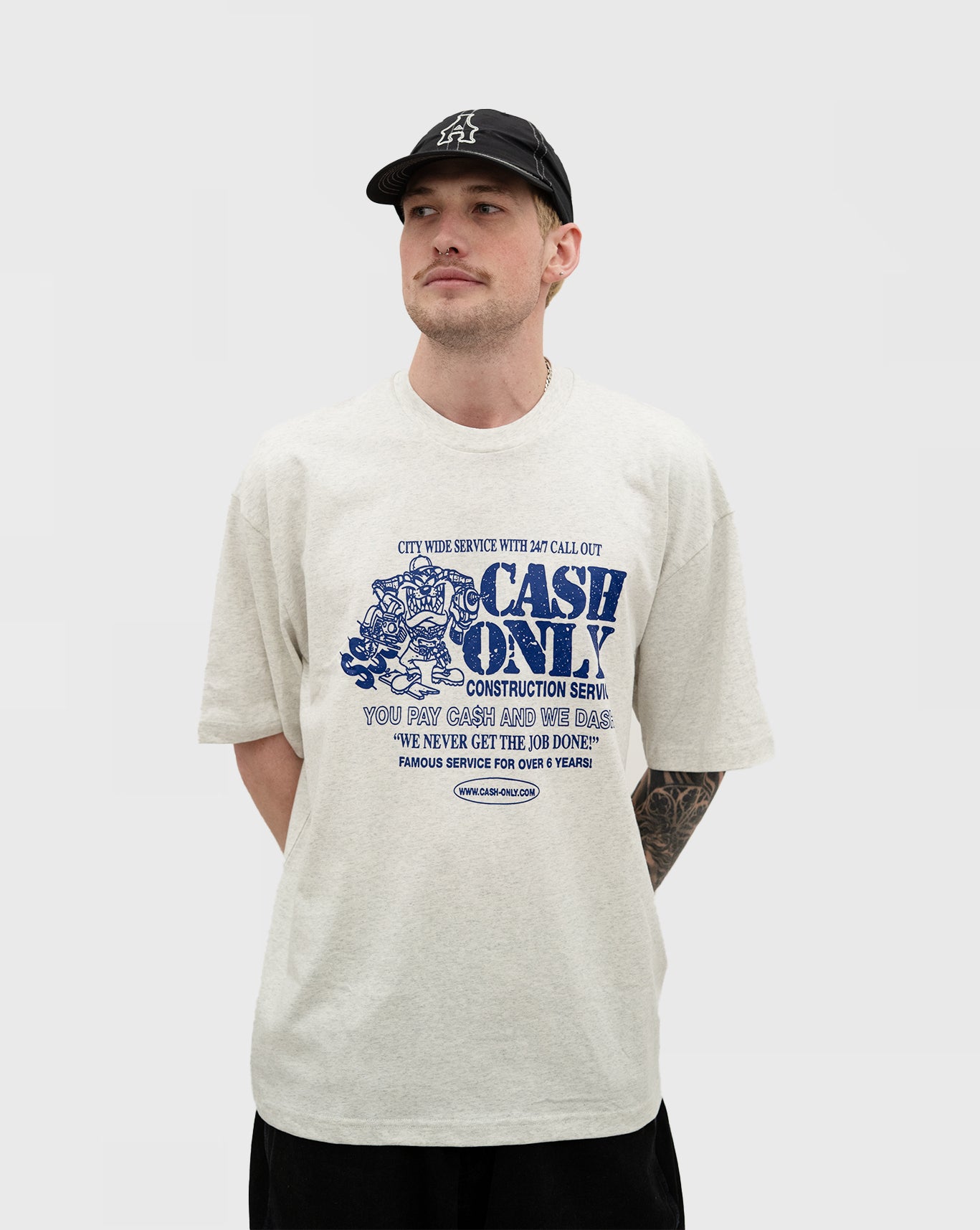 Cash Only Dash Tee - Ash