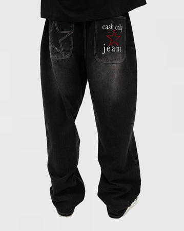 Cash Only Stars Denim Jeans - Washed Black