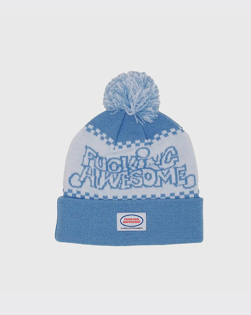 Fucking Awesome PBS Ball Beanie - White/Light Blue