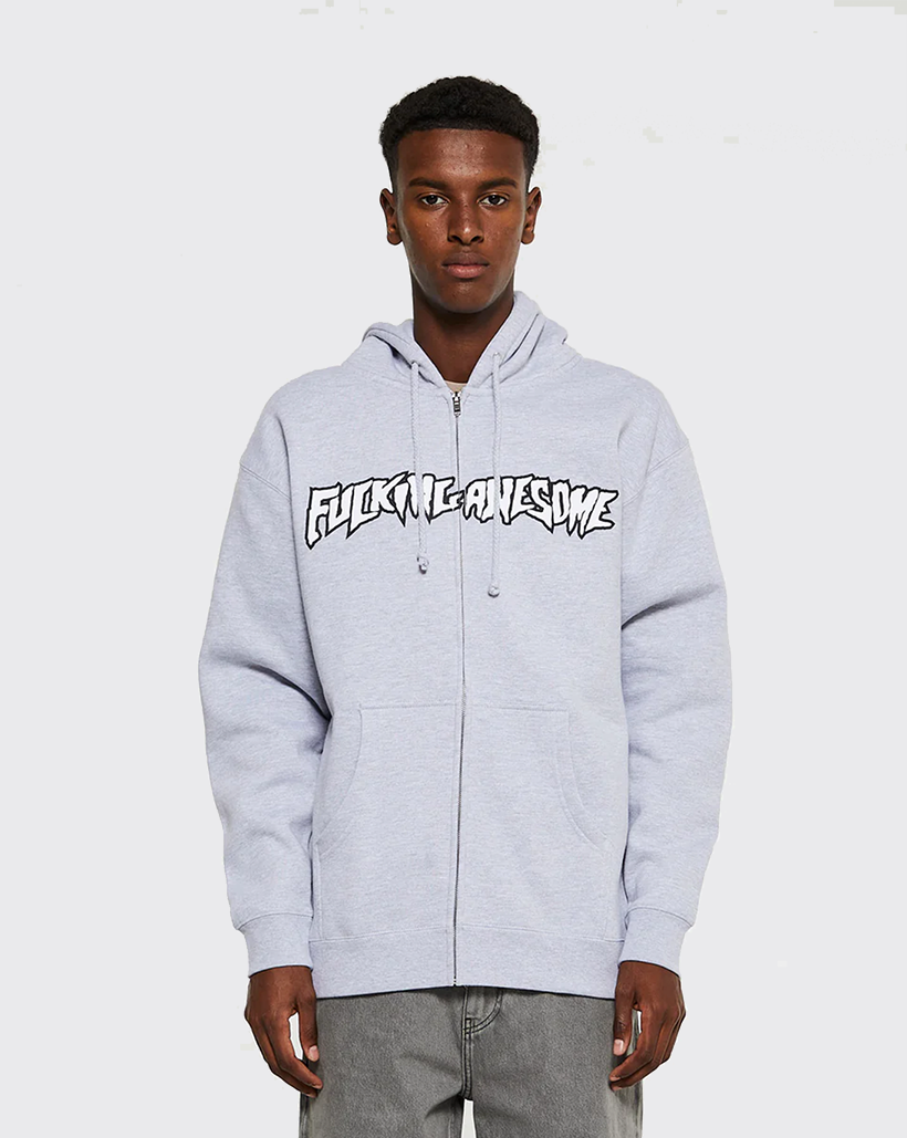 Fucking Awesome Stamp Logo Zip Up Hoodie - Heather Grey