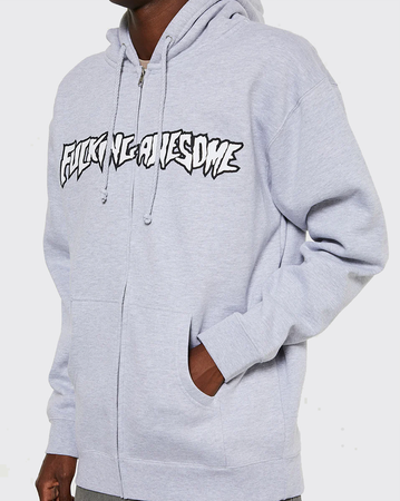 Fucking Awesome Stamp Logo Zip Up Hoodie - Heather Grey