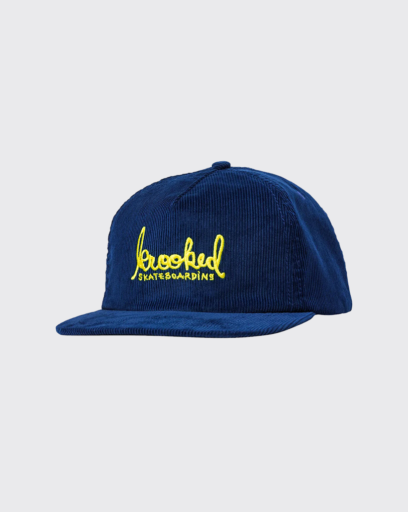 Krooked Script Snapback Hat - Blue/Yellow