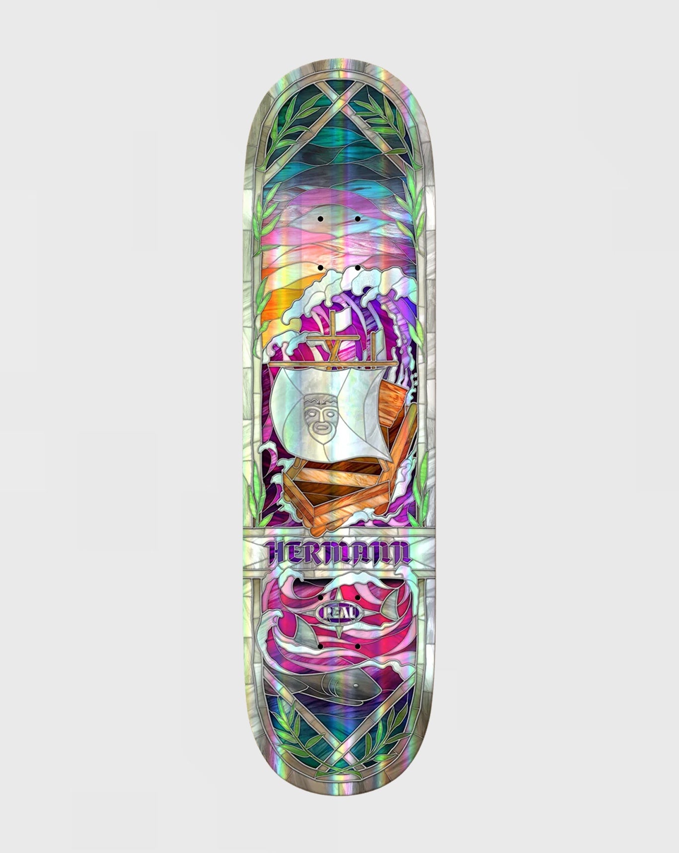 Real Harmann Stenne Holographic Rainbow Foil Cathedral 8.38” Deck