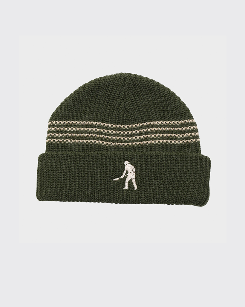 Passport Digger Striped Knit Beanie - Olive | Trainers SB | Free ...