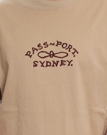 Passport Moniker Organic Embroidered Shirt - Sand
