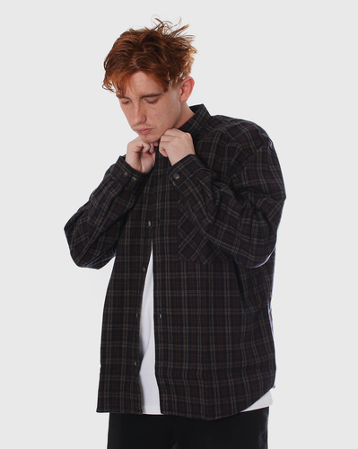 Polar Mitchell Flannel Shirt - Navy/Brown