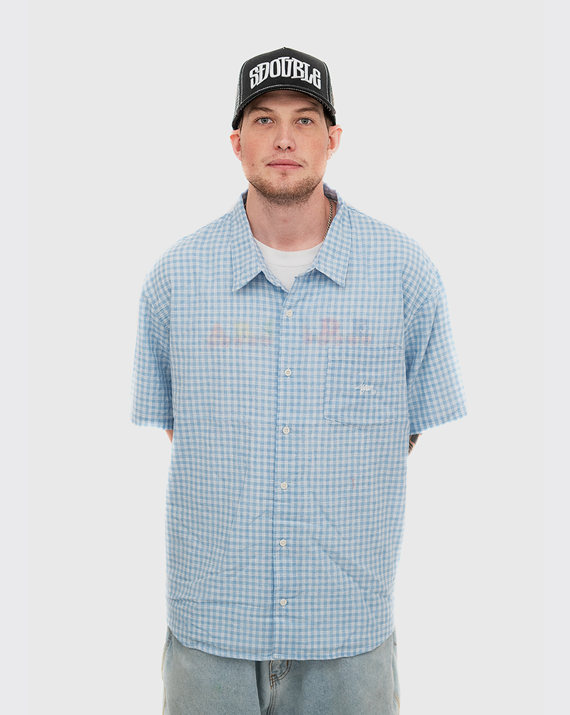 S-Double Card Check Shirt - Blue