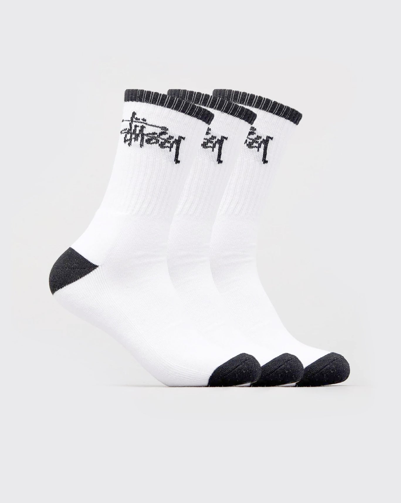 Stussy Graffiti 3pk Crew Sock - White/Black