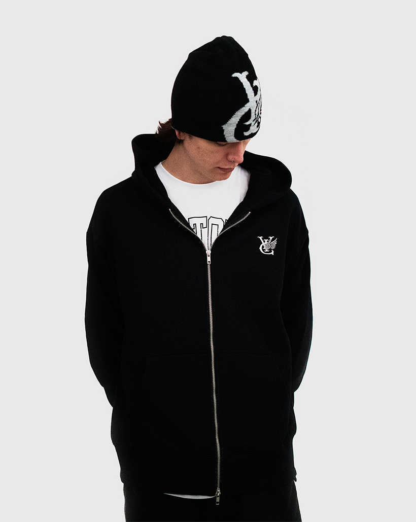 Vic Wing Heavyweight Double Zip Hood - Black