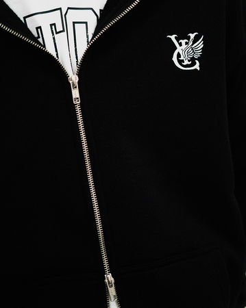 Vic Wing Heavyweight Double Zip Hood - Black