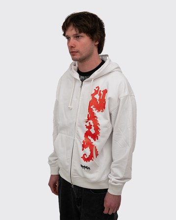 Carpet Dragon Zip Up Hoodie - White