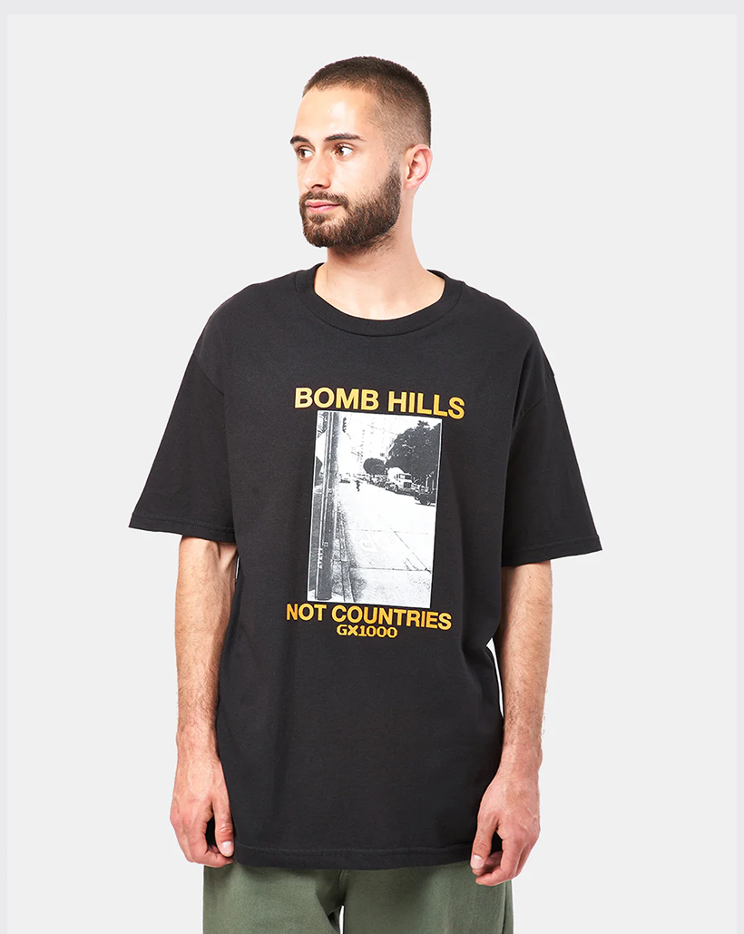 GX1000 Bomb Hills Not Countries Shirt - Black/Orange