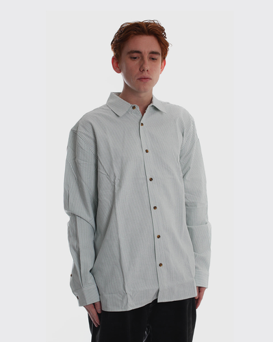 Huffer Oxford LS Shirt - Emerald/White
