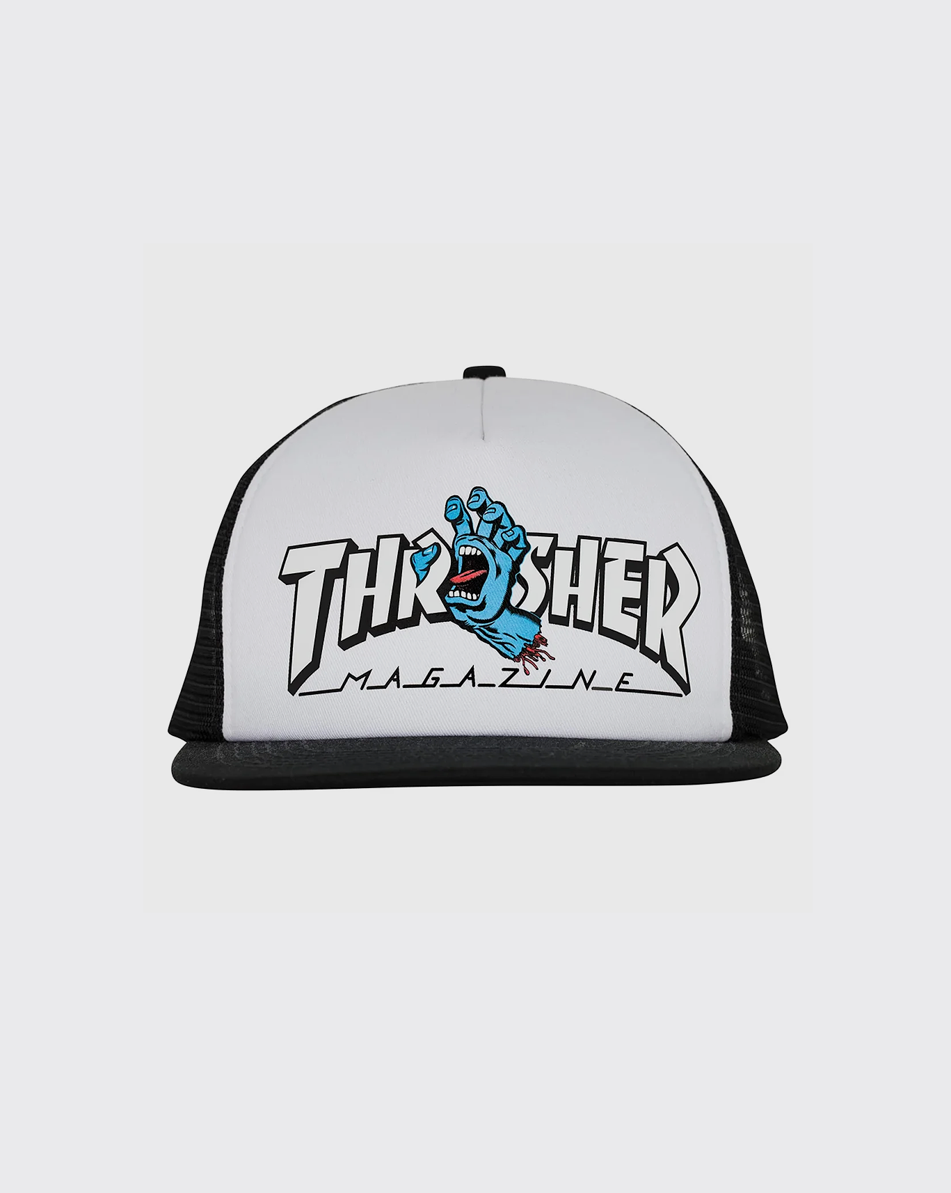 Thrasher x Santa Cruz Screaming Hand Trucker Hat White